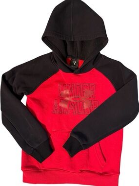 😎Under Armour Boys Kids Red & Black Casual Hoodie Sweatshirt | 6